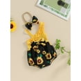 thumbnail image 4 of Suealasg Baby Girl 2 Piece Summer Set Sunflower Print Slash Neck Sleeveless Frill Trim Ribbed Romper Bodysuit + 3D Bow Headband 0-12 Months Newborn Girls Outfits, 4 of 9