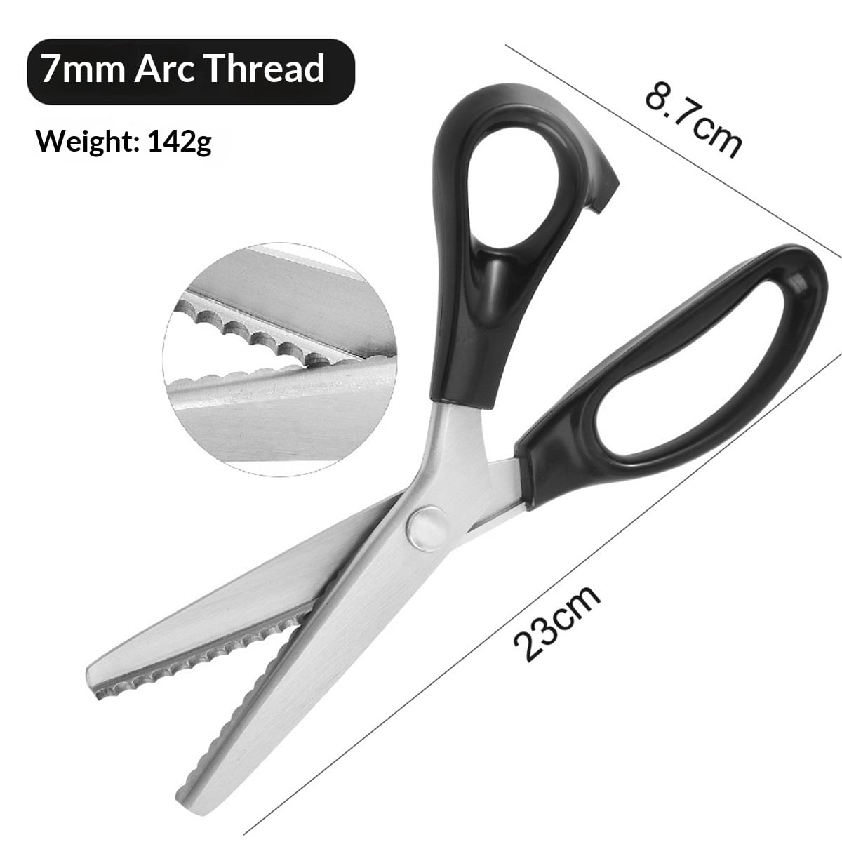2pcs Serrated Scalloped Edge Pinking Shears, Multifunction Stainless Steel Shears Tailor Scissors, Professional Zig-Zag Cut Scissors, Sewing Craft Cut Paper Clothing Fabric for Home (7mm+5mm)