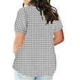 thumbnail image 3 of Zpanxa Women's Plus Size Casual Top Short Sleeve Plaid Print Tee Round Neck Loose Fit Comfortable Everyday T-Shirt, 3 of 5