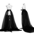thumbnail image 5 of Women Tie Waist Flowing Long Tulle Skirt See Through Mesh Tutus Detachable Long Overskirt for Formal Prom Wedding Party, 5 of 8