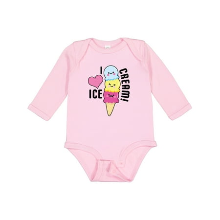 

Inktastic I Love Ice Cream with Cute Ice Cream Cone Gift Baby Boy or Baby Girl Long Sleeve Bodysuit