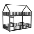 thumbnail image 6 of Harper & Bright Designs Metal Twin House Bunk Bed for Bedroom, Twin over Twin Floor Bunk Bed with Fence, Door & Guardrails, Black, 6 of 10