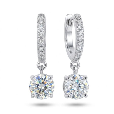 GEMHUB 4.00 Ct Off-White Moissanite Dangle Earrings Gold Vermeil – Summer Gift Pick Gold Vermeil
