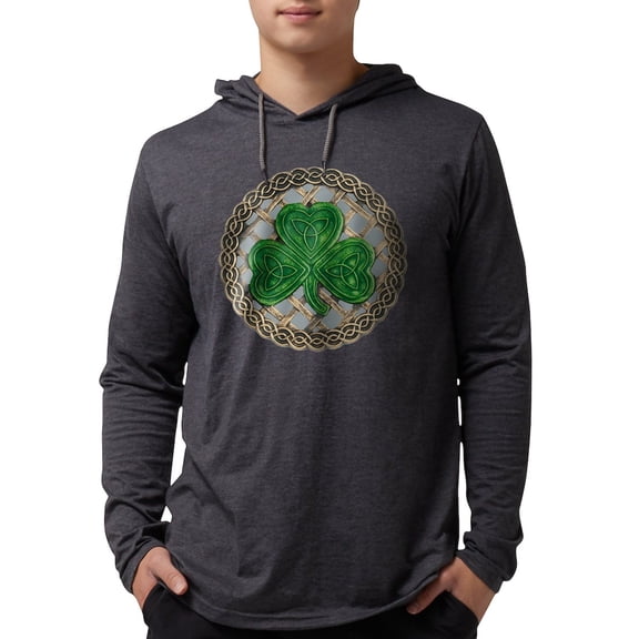 CafePress - Shamrock And Celtic Knots Long Sleeve T Shirt - Mens Hooded Shirt