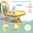 thumbnail image 6 of Baby High Chair, High Chairs for Babies and Toddlers with Adjustable Backrest/Footrest/Seat Height,Foldable High Chair with 4 Wheels, Toddler High Chair with Double Removable Tray(Yellow), 6 of 16
