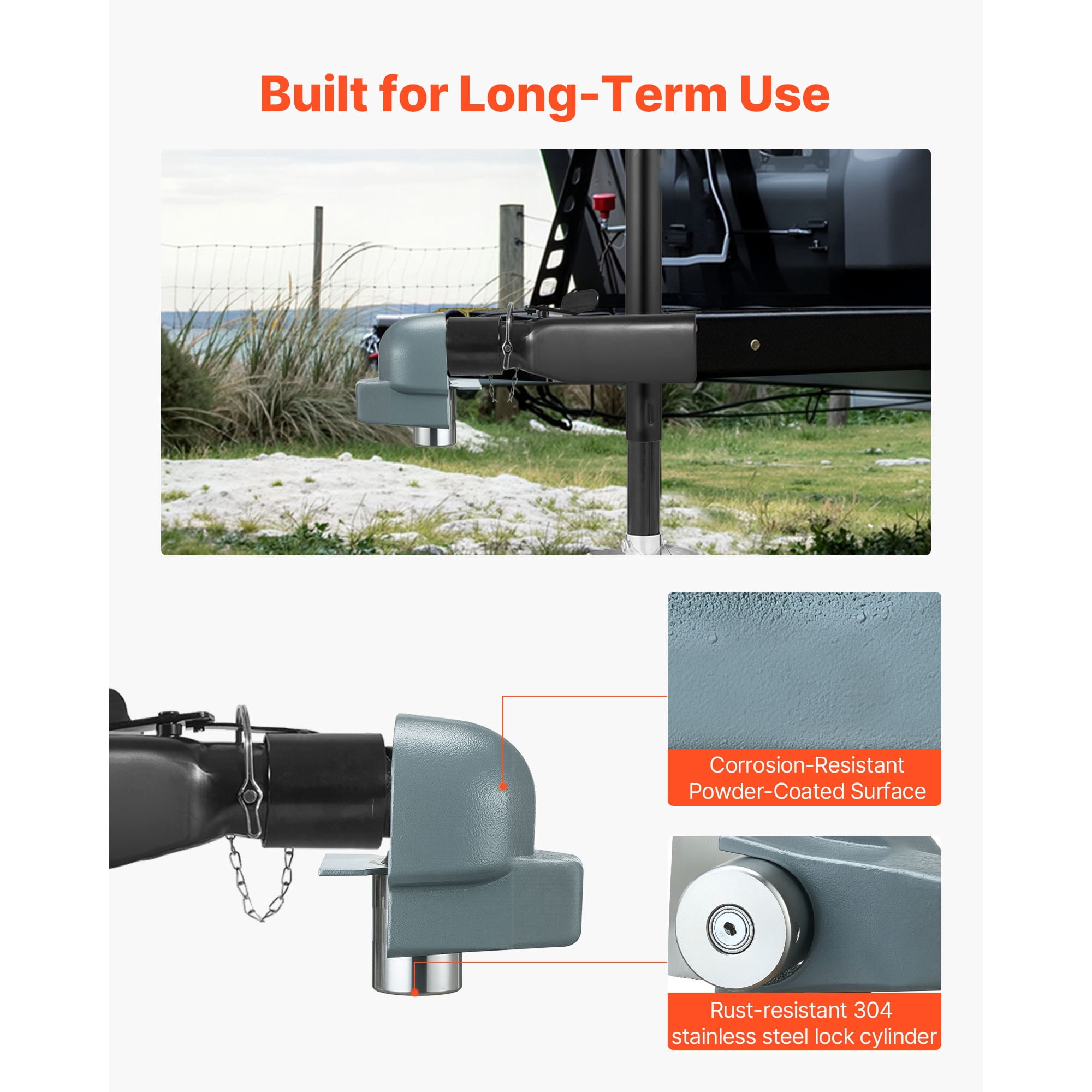 KFFKFF Heavy-Duty Trailer Coupler Lock, Fits 2-5/16-Inch Couplers, Durable Hitch Lock with 3 Keys, Corrosion-Resistant and Anti-Theft Design for RVs, Trailers, and Boats, Black