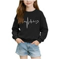 thumbnail image 2 of LJEFF Girl's Valentine's day Sweatshirt, Regular Fit Crew Neck Casual Heart Print Tee for Kids Black Size 7-8 T, 2 of 6