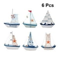 thumbnail image 2 of Tineasur 6Pcs Coastal Ornament Rustic Boat Decor Assorted Color Wooden Sailing Boat Model for Bedroom, 2 of 6