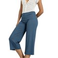 thumbnail image 3 of LMLYSoH Womens Wide Leg Capris Casual Fold Over Waist Stylish Solid Color Mid Rise Cropped Pants, 3 of 5