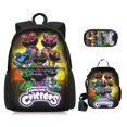thumbnail image 4 of Conjunto de 3 mochilas escolares con estampado de dibujos animados para niño y niña, morral escolar con estampado de Critters sonrientes, bandoleras para lápices, regalos de cumpleaños, 4 of 4