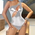 thumbnail image 5 of Avrnliq Silver Metallic One Shoulder Cutout Bodysuit for Women, Sleeveless Fitted Bodycon High Cut Leg, Y2K Clubwear Party Rave Festival Outfit,Size M, 5 of 6