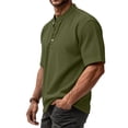 thumbnail image 4 of Dresfit Mens Henley Shirt Waffle Breathable Knitted Shirts Summer 2026 Big and Tall Workout Tees Loose Fit Lightweight Solid Shirt Army Green M, 4 of 9