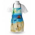 thumbnail image 3 of Beach Apron Colorful Cartoon Style Coast Pattern Boat Rainbow Umbrella Open Skyline Palm Tree, Unisex Kitchen Bib Apron with Adjustable Neck for Cooking Baking Gardening, Multicolor, by Ambesonne, 3 of 3