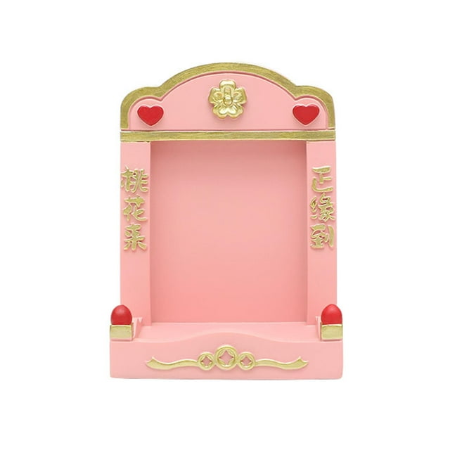 Mini nicho budista de mesa, decoración de estilo chino, adorno Feng Shui Rosa