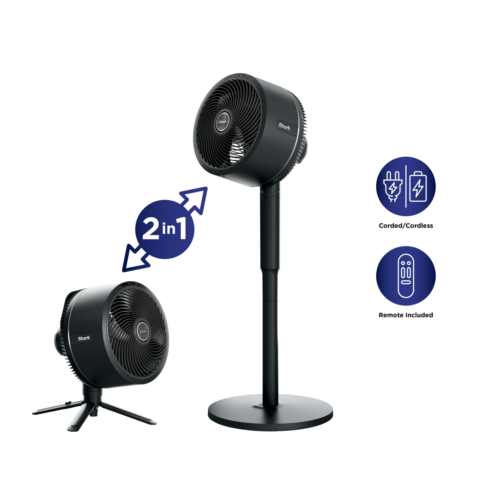 Shark FlexBreeze Cordless Fan, 24-Hr Battery, Pedestal & Tabletop, Indoor & Outdoor, 5 Speeds, FA200