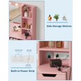 thumbnail image 4 of Modern Vanity Desk with Mirror, Power Outlet, 4 Drawer & Three Level Storage, Adjustable Lighting Modes, Makeup Table for Bedroom, 4 of 7