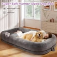 thumbnail image 2 of GlowPlume Human Dog Bed for Adults, 71"x43"x10" Human Size Dog Bed, Orthopedic, Waterproof Removable Washable Cover, Soft Calming Lounger for People & Pets, Light Grey, 2 of 8