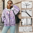 thumbnail image 6 of COEQINE Women's Fashion Hoodie Oversized Full Zipper Sweatshirts Axolotl and Lavender Purple Print Long Sleeve Casual Wear Y2K Jacket Fall Outfits Tops with Pockets, 2XL, 6 of 7