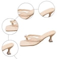 thumbnail image 5 of Rokment Pearl Kitten Heels Dress Slip on Sandals for Women Ladies Fashion Sexy Stiletto High Heeled Flip Flops Summer Square Toe Thongs Slides Bride Wedding White Size 8, 5 of 7