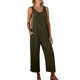 thumbnail image 1 of Mono sin mangas para mujer: cuello sin mangas, pantalón ancho informal, corte holgado, con bolsillos, 1 of 5