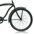 thumbnail image 5 of Wonder Wheels 26" Beach Cruiser Coaster Brake Single Speed Bicycle, Bike, Black Spokes One Piece Crank Alloy Matte Army Green Rims 36H W/ Fenders - Matte Army Green, 5 of 6