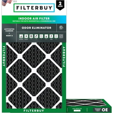 Filterbuy 14x24x1 MERV 8 Odor Eliminator, Pleated HVAC AC Furnace Air Filters (2-Pack)