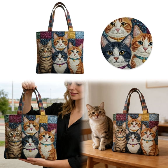 Home Decor Quilted Tote Lightweight Travel Purse Shoulder Tote For Shopping Grocery & Beach Home Textile Storage Practical 12.6" X 12.2"