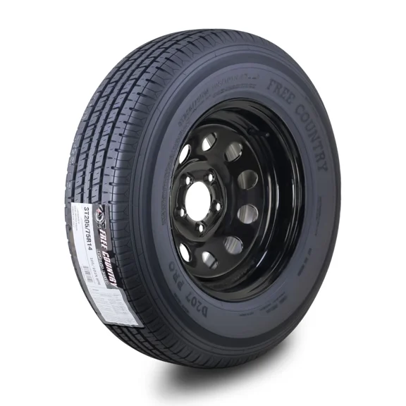 Free Country Trailer Tire Wheel Assembly ST205/75R14 8-Ply D 105N 5 Lug on 4.5" PCD Black Mod Rim