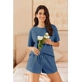 thumbnail image 4 of Ekouaer Cotton Pajamas Set for Womens Soft Short Sleeve Lounge Set Shorts Sleepwear Set 2 Piece Pjs Sets, 4 of 7