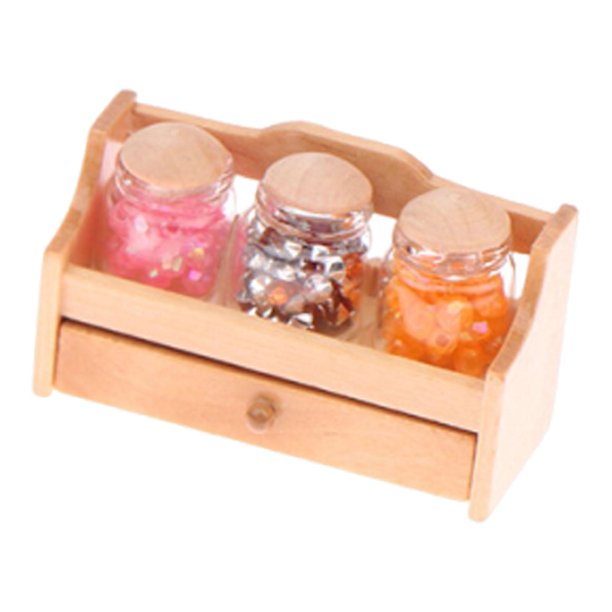Tarros de caramelos a escala 1/12, tarros de comida para casa de muñecas, expositor de madera, decoración paisajística