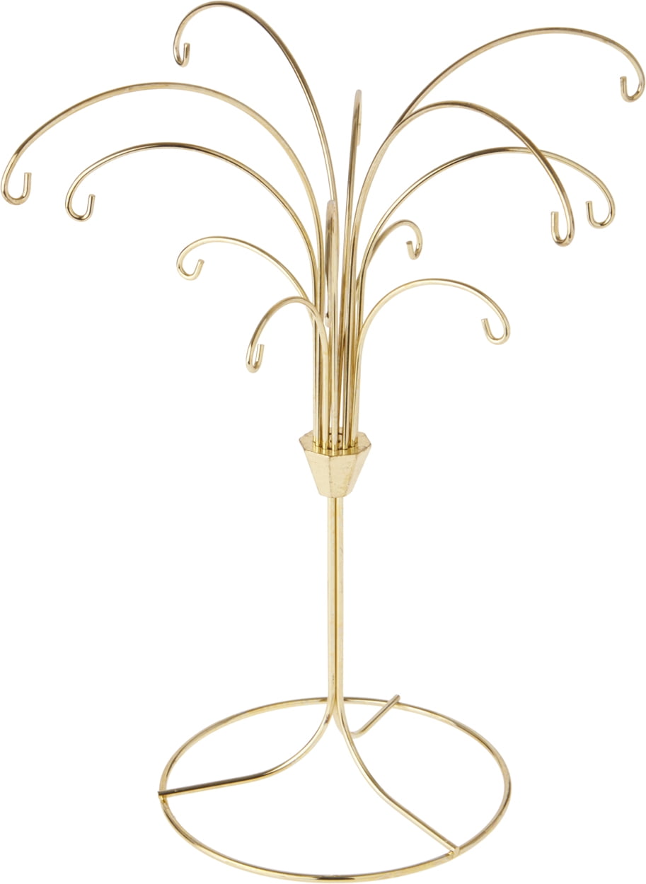 Bard's 12 Arm Goldtoned Ornament Stand, Tree, 11.5" H x 10" W x 10" D