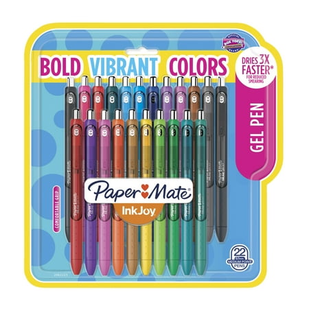 Paper Mate InkJoy 600RT Retractable Gel Pens, 0.7 mm, Assorted, Set of 22