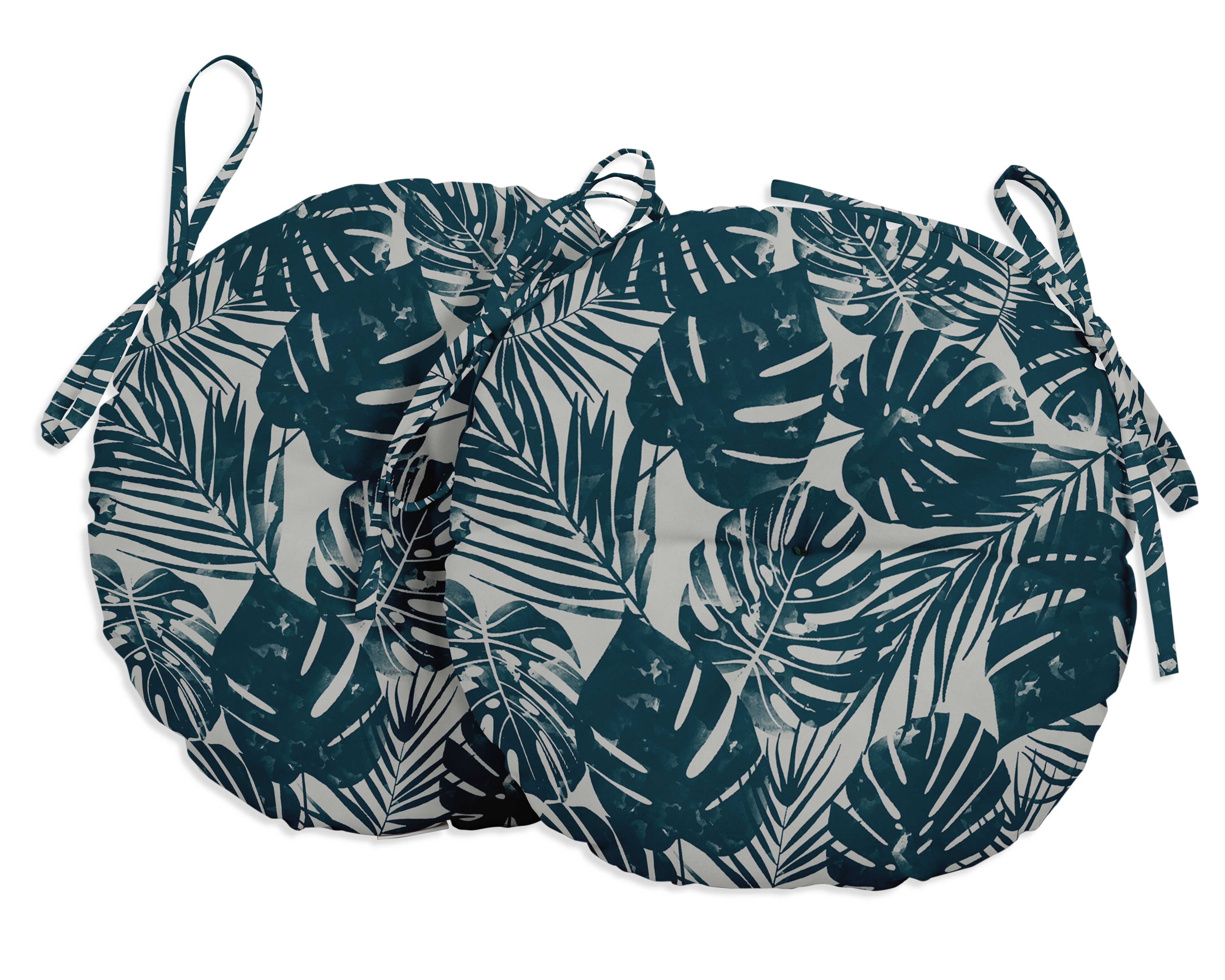 Vargottam Indoor/Outdoor Round Bistro Chair Cushions Block Print 15