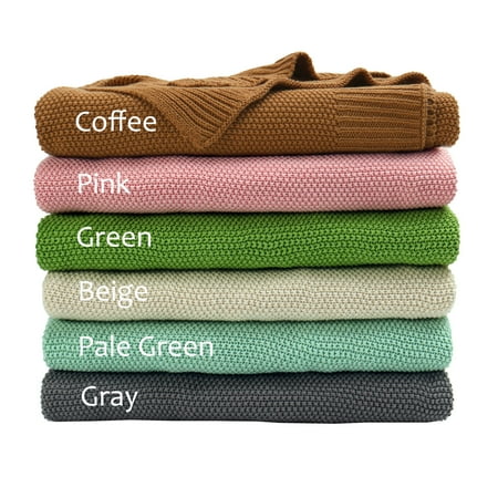 Pink Cashmere Throw Blanket Soft Warm 100% Cotton Knit All Season Throw Blanket for Sofa Bed Couch Home Decor 50