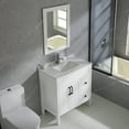 thumbnail image 2 of Wonline Modern White Bathroom Vanity with Golden Hardware, 32inch, 2 Doors, 2 Drawers, 2 of 7