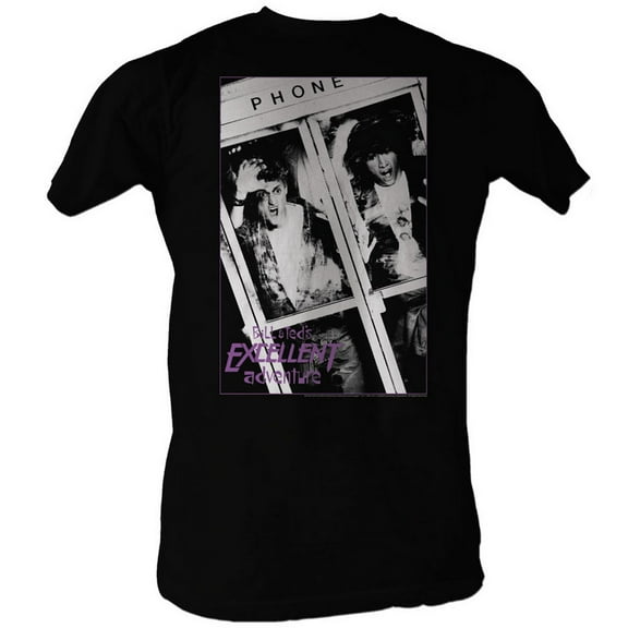 Bill and Ted Black and White Black Adult T-Shirt