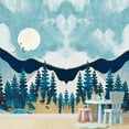 thumbnail image 2 of Idea4wall 7pcs Nordic Style Snowy Mountain & Pine Trees Stick Wallpaper Removable Wall Murals Large Wall Stickers for Home Decoration, 120"x168", 2 of 5