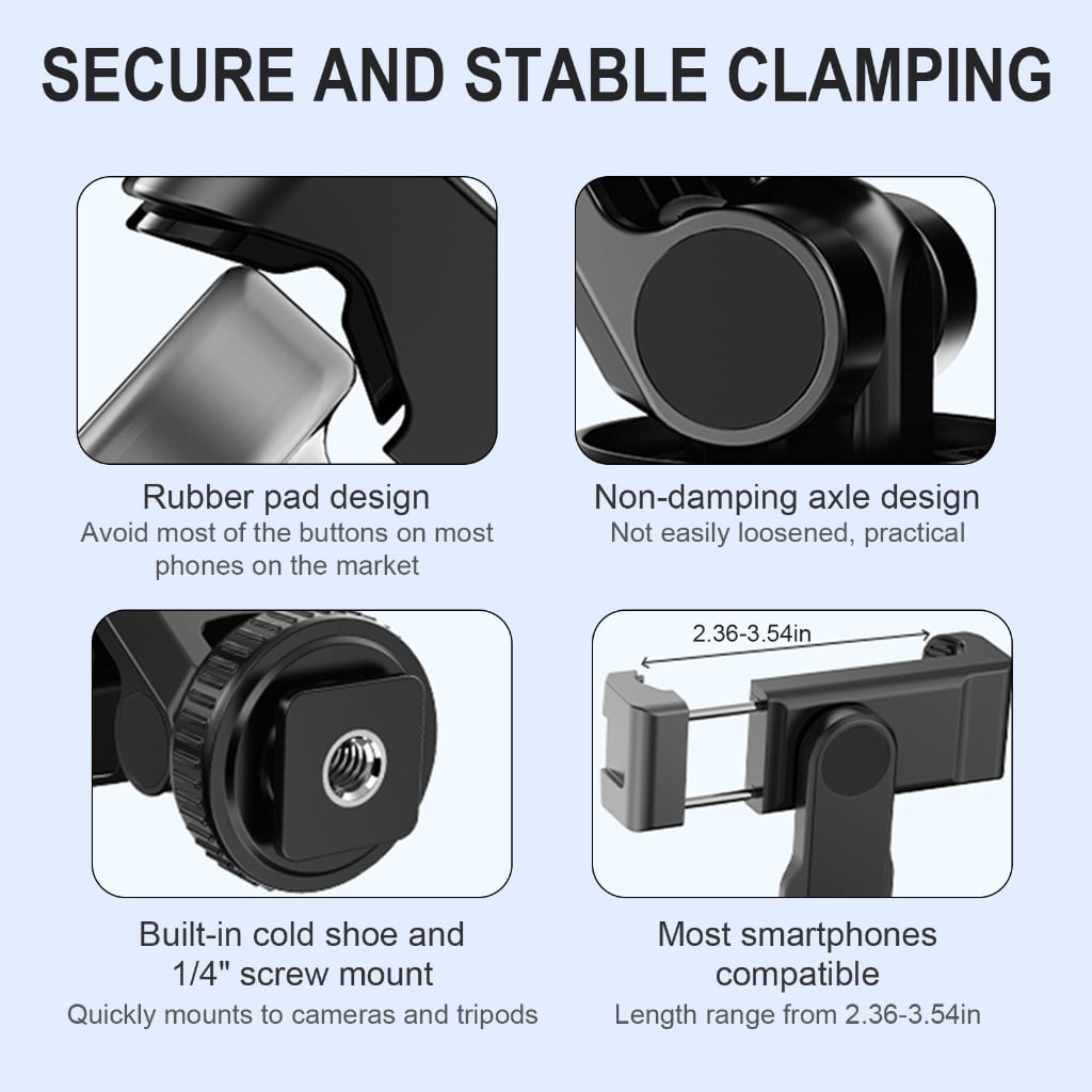 lanema Phone Teleprompter Stand Phone Clip Grip with Cold Shoe for Pocket 3 Gimbal