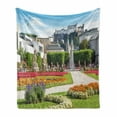 thumbnail image 1 of Tourism Soft Flannel Fleece Throw Blanket, Scenery Mirabell Gardens of Old Historic Fortress in Salzburg Austrian Town, Cozy Plush for Indoor and Outdoor Use, 50" x 70", Multicolor, by Ambesonne, 1 of 5
