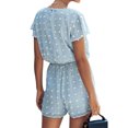 thumbnail image 3 of Women Crochet Dots Surplice V Neck Short Sleeve Keyhole Back Plain Romper, 3 of 6