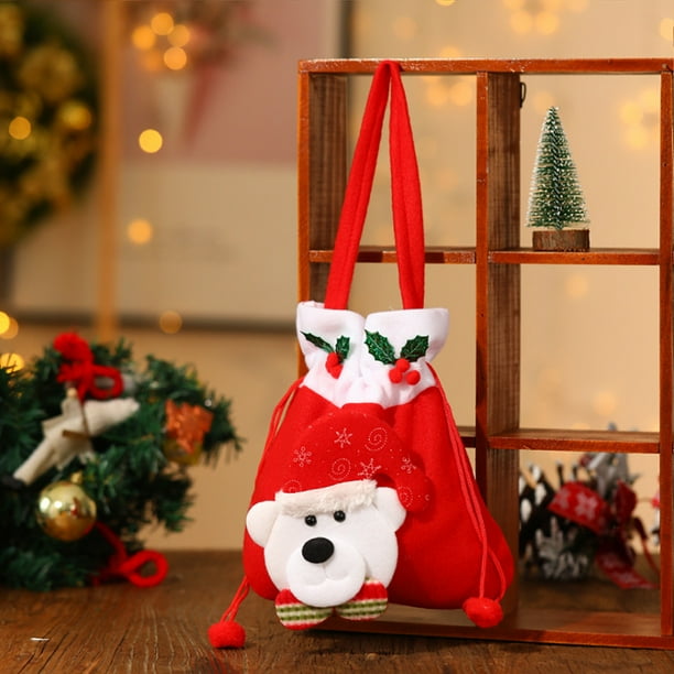 Fiudx Bolsas de Dulces Navideñas, Tela Suave, Decoración Festiva para Árbol y Chimenea, Bolsa de Regalo Multiusos, Perfecta para Fiestas Navideñas, Reutilizable y Versátil, Tamaño 20 X 23 Cm.