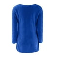 thumbnail image 4 of Plus Size Fuzzy Tunic Sweaters Womens Soft Plush Long Sleeve Pullover Crewneck Faux-fur High Low Hem Trendy Tops (5X-Large, Dark Blue), 4 of 5