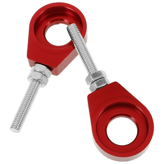 2 Pcs Motorcycle Chain Adjuster Adjustable Motocross Chains Tensioners Tightener Red