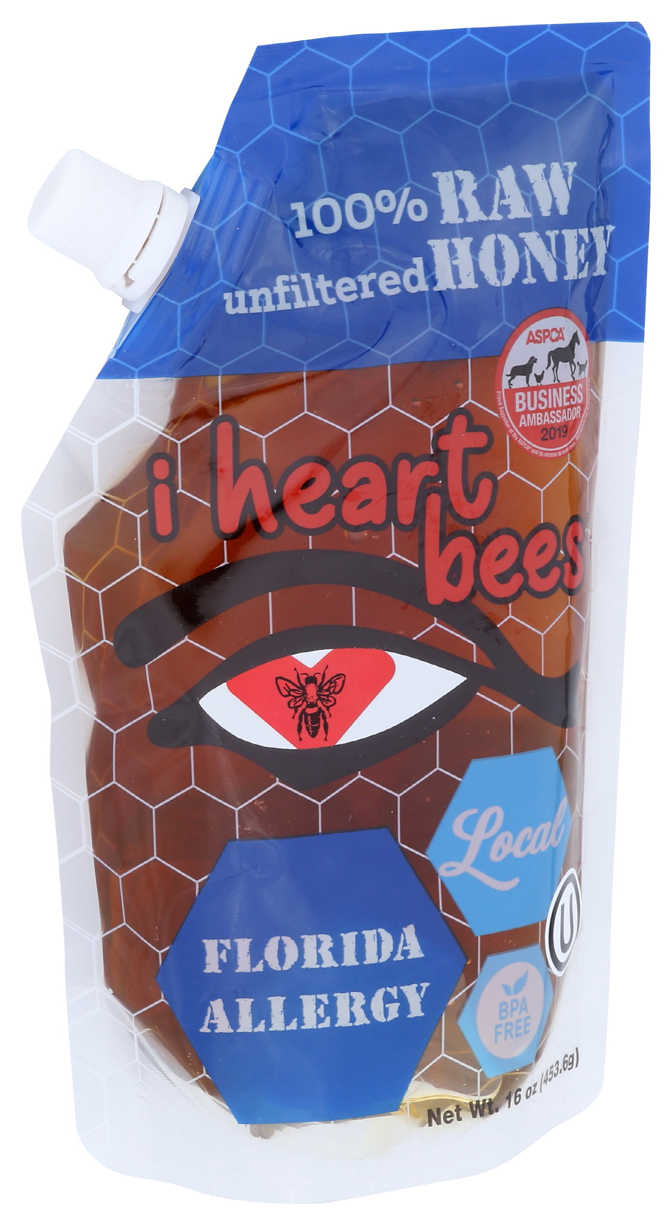 Pack of 12, I Heart Bees Florida Allergy 100% Raw Unfiltered Honey, 16 oz