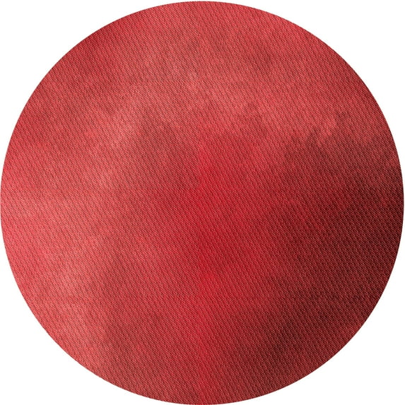 Ahgly Company Machine Washable Indoor Round Transitional Red Area Rugs, 3' Round