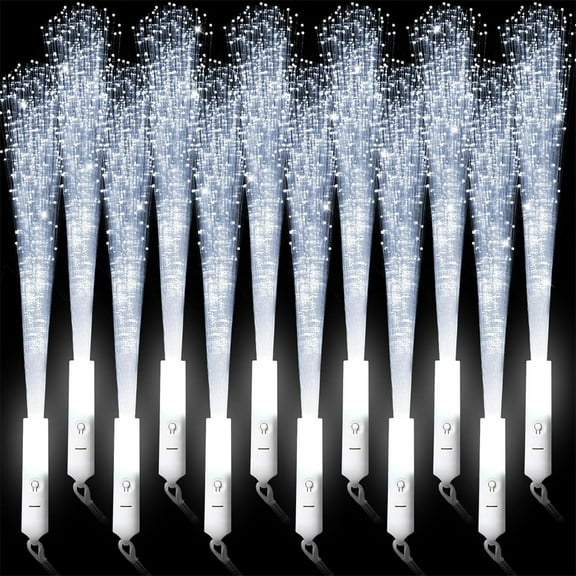 NOGIS 15 Pcs Fiber Optic Wands White Glow Sticks LED Wedding Wand Light up Party Favor Sticks Flashing Wands with 3 Light Modes for neon Party Wedding Baby Shower Birthday Party Supplies