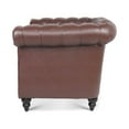 thumbnail image 5 of Single Sofa Chair,Modern PU Leather Button Tufted Upholstered Armchair with Rolled Arms,Chesterfield Accent Club Armchair with Solid Wood Legs for Living Room Bedroom Office, Dark Brown, 5 of 7