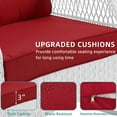 thumbnail image 6 of MEETWARM Patio Wicker Rocking Glider Set, All-Weather Outdoor Rattan Patio Rocking Chairs of 2, Patio Conversation Set with Thickened Cushions for Porch Garden & Backyard, White Wicker/Red, 6 of 7