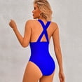 thumbnail image 4 of Traje de baño de una pieza para mujer, sexy, con escote en V profundo y espalda cruzada, 4 of 5