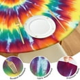 thumbnail image 4 of Colorful Rainbow Tie Dye Spiral Pattern Round Fitted Tablecloth with Elastic Edge,Dining Table Cover Waterproof,Outdoor Round Tablecloth for Camping,Dining,Indoor and Outdoor, 4 of 7